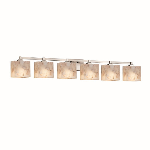 Justice Designs - ALR-8436-55-NCKL - Six Light Bath Bar - Alabaster Rocks - Brushed Nickel