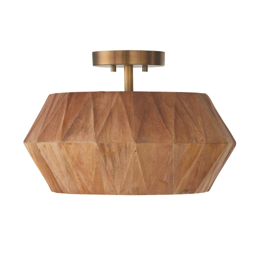 Capital Lighting - 251011LW - One Light Semi-Flush Mount - Nadeau - Light Wood and Patinaed Brass