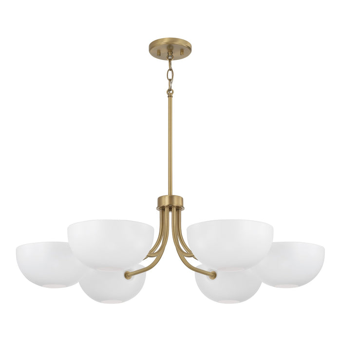 Capital Lighting - 451461AW - Six Light Chandelier - Reece - Aged Brass and White