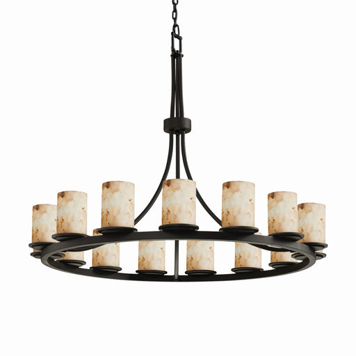 Justice Designs - ALR-8715-10-MBLK - 15 Light Chandelier - Alabaster Rocks - Matte Black