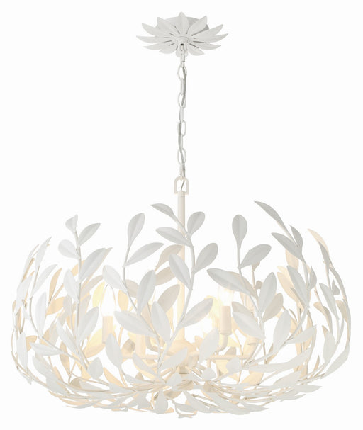 Crystorama - 533-MT - Six Light Chandelier - Broche - Matte White