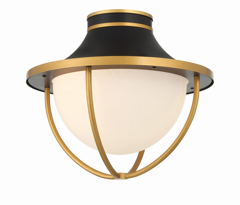 Crystorama - ATL-700-MK-TG - Two Light Outdoor Semi Flush Mount - Atlas - Matte Black / Textured Gold