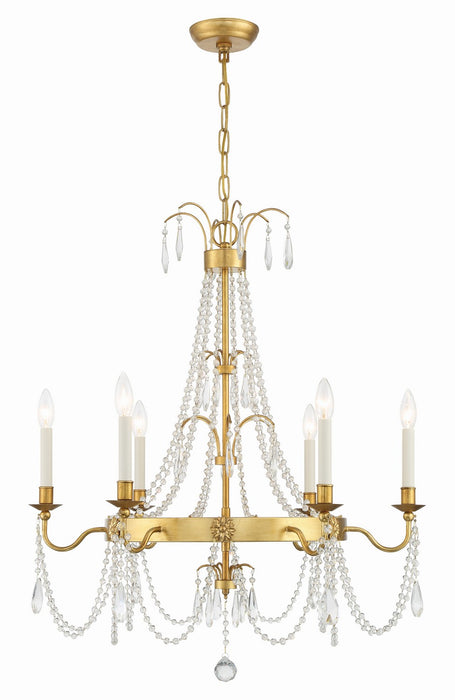 Crystorama - MAI-18606-GA - Six Light Chandelier - Maizey - Antique Gold