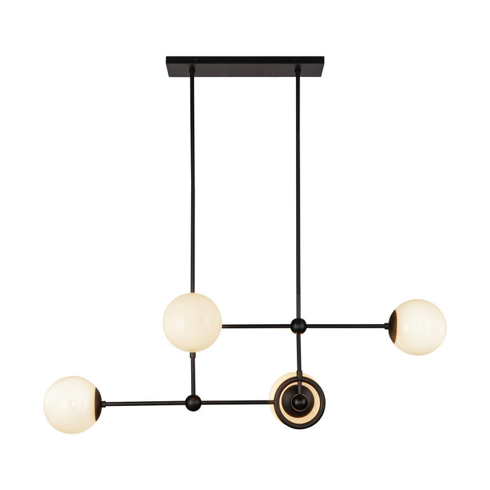 Alora - CH407342MBGO - Four Light Chandelier - Fiore - Matte Black/Glossy Opal Glass