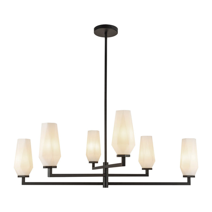 Alora - CH424135MBOP - Six Light Chandelier - Krysta - Matte Black/Opal Glass