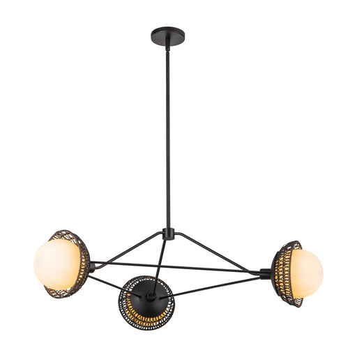 Alora - CH490340MBOP - Three Light Chandelier - Perth - Matte Black/Opal Glass