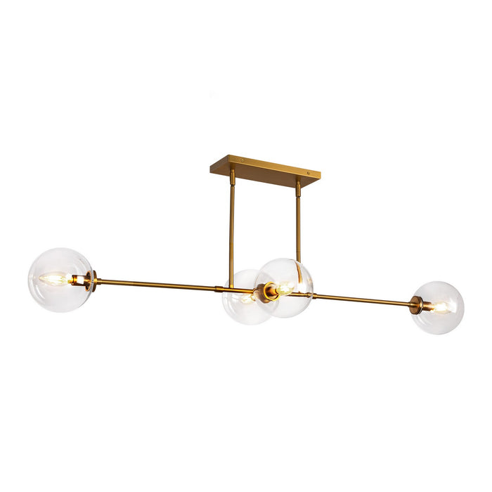 Alora - LP549448AGCL - Four Light Linear Pendant - Cassia - Aged Brass/Clear Glass