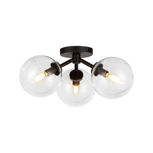 Alora - SF549315MBCL - Three Light Semi-Flush Mount - Cassia - Matte Black/Clear Glass