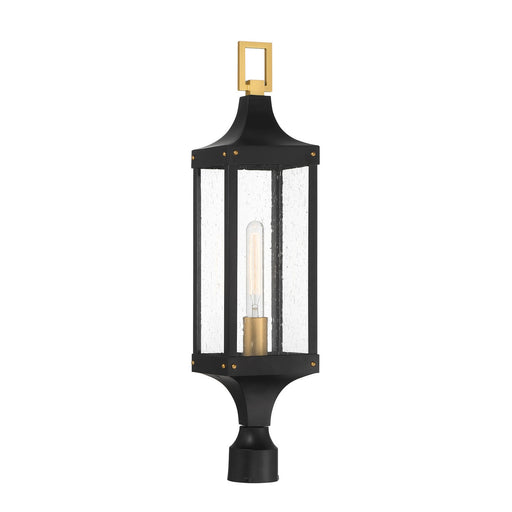 Savoy House - 5-278-144 - One Light Outdoor Post Lantern - Glendale - Matte Black and Weathered Brushed Brass