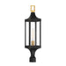 Savoy House - 5-278-144 - One Light Outdoor Post Lantern - Glendale - Matte Black and Weathered Brushed Brass