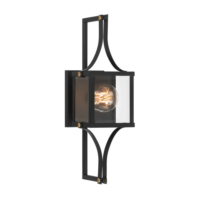 Savoy House - 5-473-144 - One Light Outdoor Wall Lantern - Raeburn - Matte Black and Weathered Brushed Brass