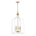 Savoy House - 7-7802-4-142 - Four Light Pendant - Sheffield - White with Warm Brass Accents