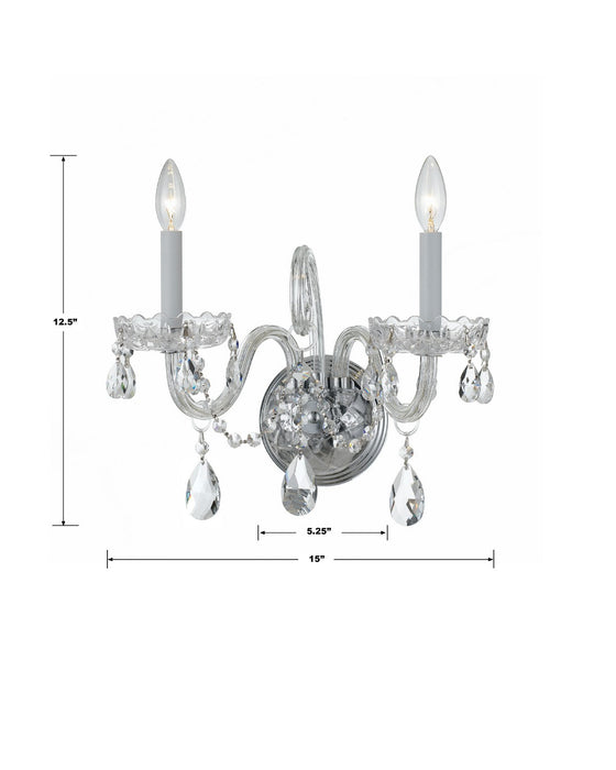 Crystorama - 1032-CH-CL-MWP - Two Light Wall Sconce - Traditional Crystal - Polished Chrome