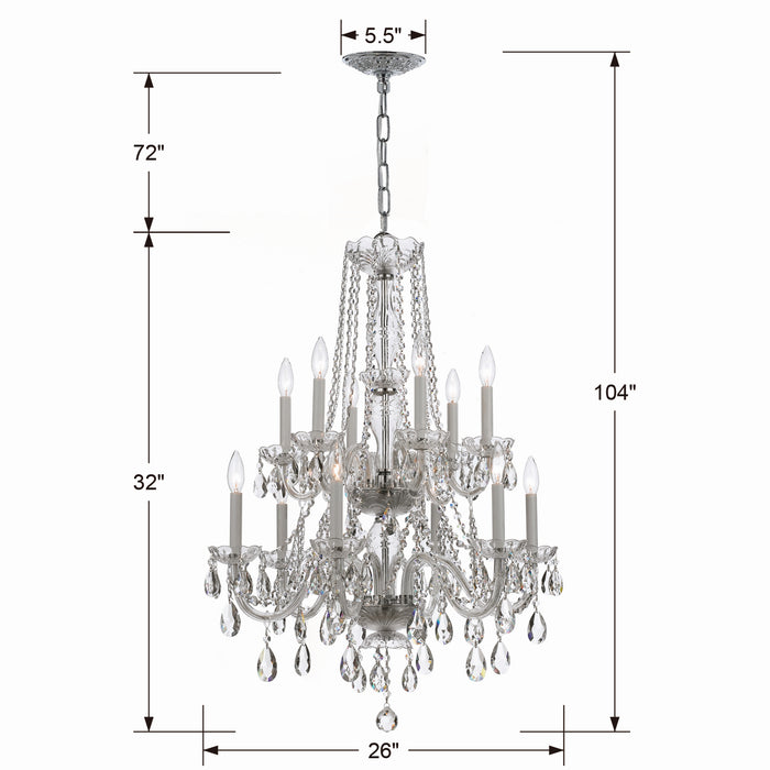 Crystorama - 1137-CH-CL-MWP - 12 Light Chandelier - Traditional Crystal - Polished Chrome