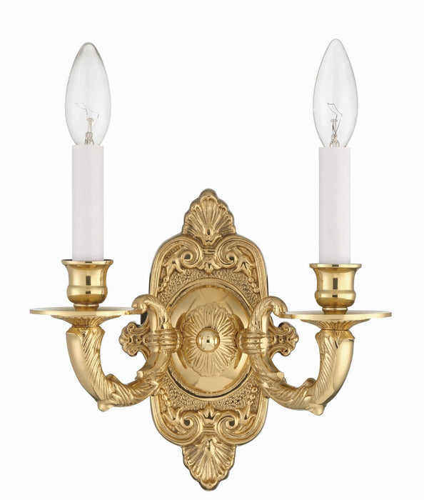 Crystorama - 642-PB - Two Light Wall Sconce - Cast Brass Wall Mount - Polished Brass