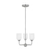 Generation Lighting. - GLC1073BS - Three Light Chandelier - Emile - Brushed Steel