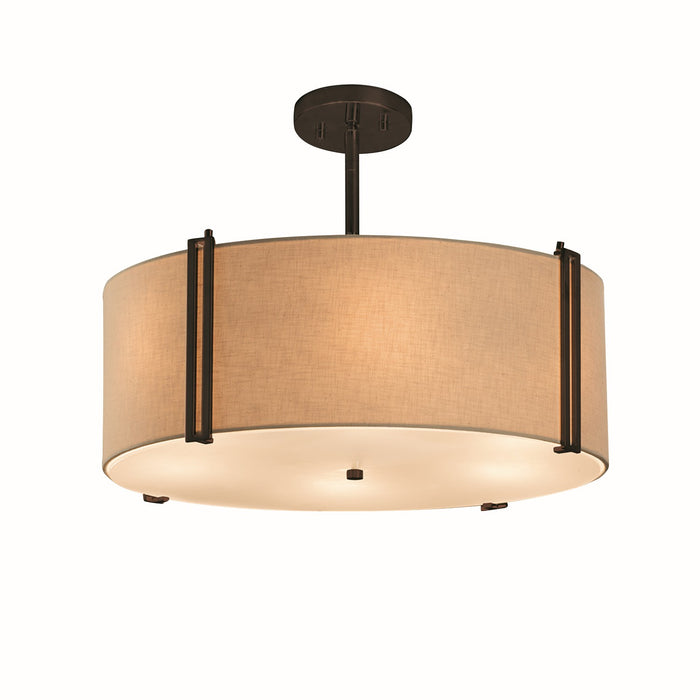 Justice Designs - FAB-9511-CREM-DBRZ - Three Light Pendant - Textile - Dark Bronze