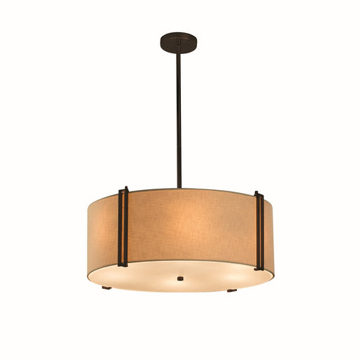 Justice Designs - FAB-9512-CREM-DBRZ - Six Light Pendant - Textile - Dark Bronze