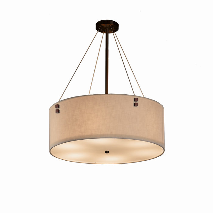 Justice Designs - FAB-9532-CREM-DBRZ-F2 - Six Light Pendant - Textile - Dark Bronze