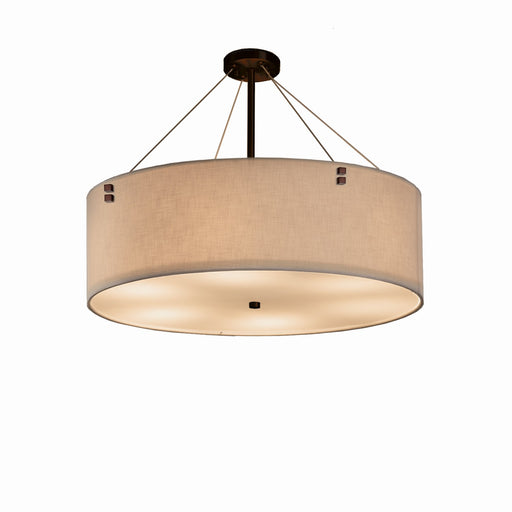 Justice Designs - FAB-9534-CREM-DBRZ-F2 - Eight Light Pendant - Textile - Dark Bronze