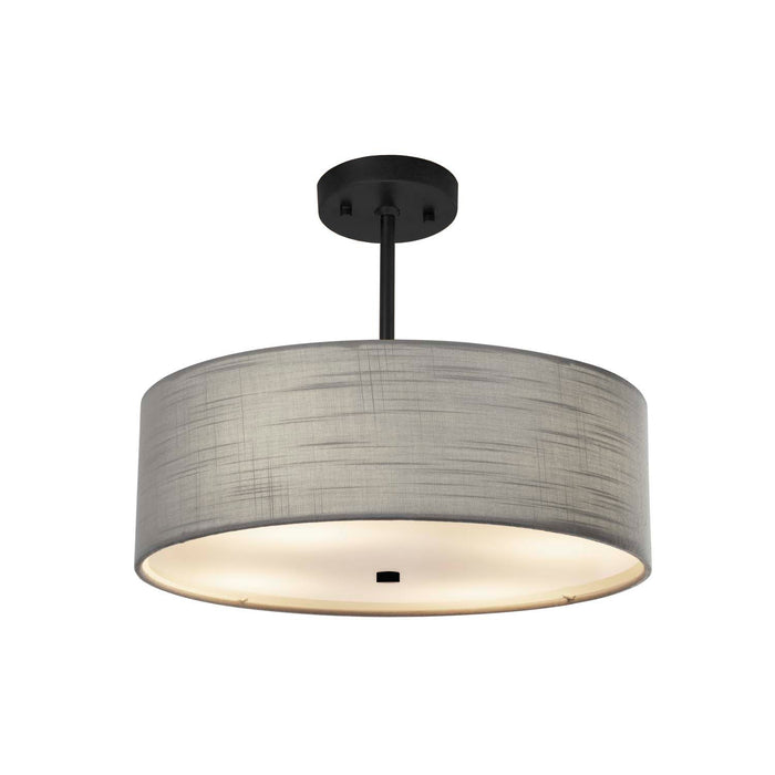 Justice Designs - FAB-9591-GRAY-MBLK - Three Light Pendant - Textile - Matte Black