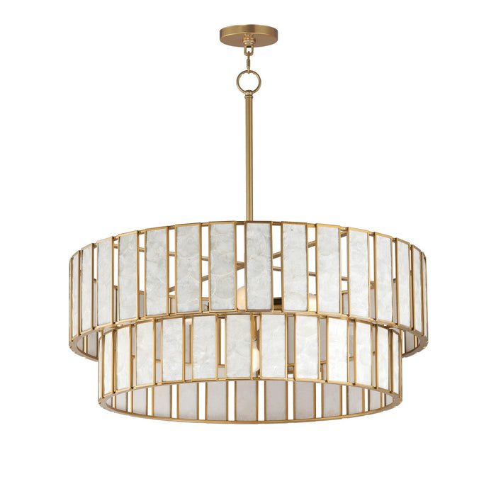 Maxim - 12806CZNAB - Six Light Chandelier - Miramar - Capiz / Natural Aged Brass