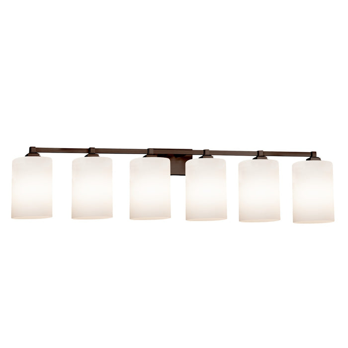 Justice Designs - FSN-8436-10-OPAL-DBRZ - Six Light Bath Bar - Fusion - Dark Bronze