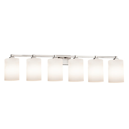 Justice Designs - FSN-8436-10-OPAL-NCKL - Six Light Bath Bar - Fusion - Brushed Nickel