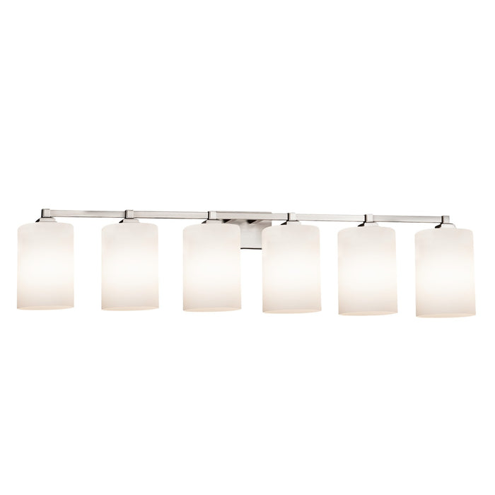 Justice Designs - FSN-8436-10-OPAL-NCKL - Six Light Bath Bar - Fusion - Brushed Nickel