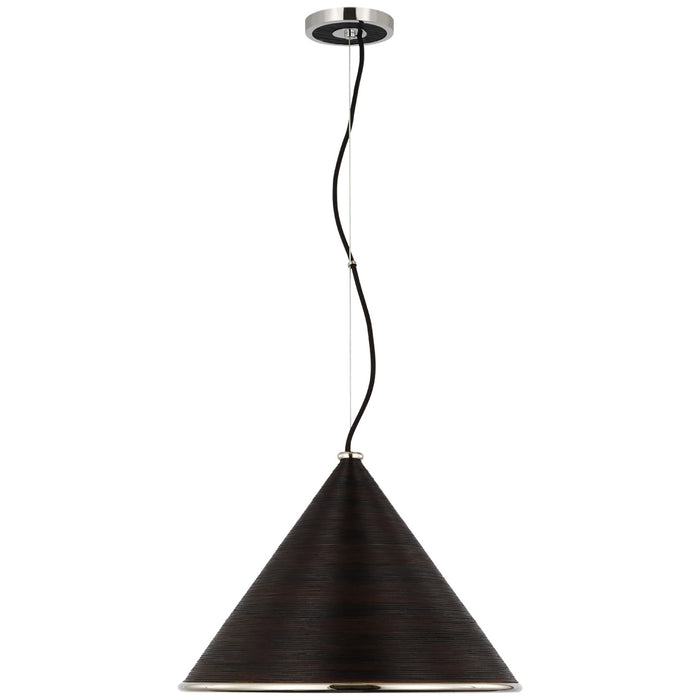 Visual Comfort Signature - SK 5558PN-BRT - LED Pendant - Reine - Polished Nickel and Black Rattan