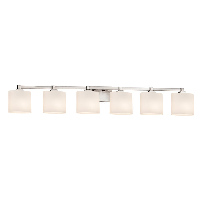 Justice Designs - FSN-8436-30-OPAL-NCKL - Six Light Bath Bar - Fusion - Brushed Nickel