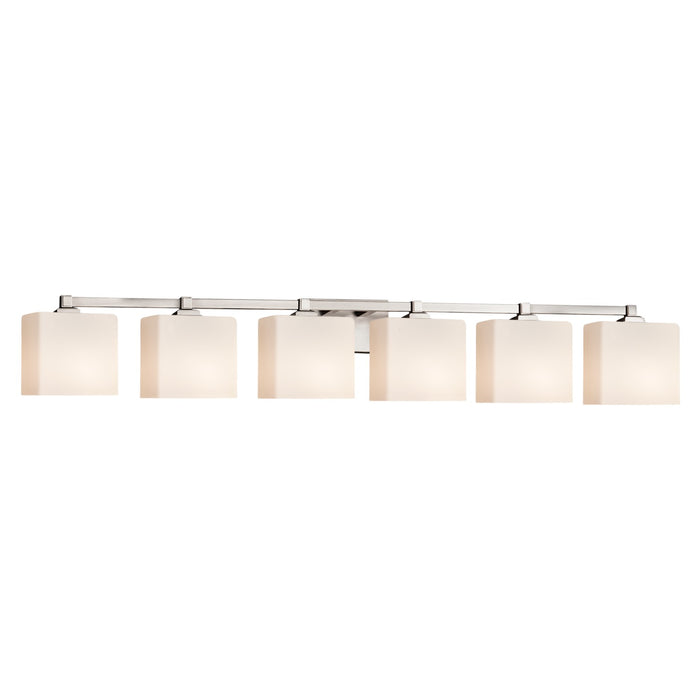 Justice Designs - FSN-8436-55-OPAL-NCKL - Six Light Bath Bar - Fusion - Brushed Nickel