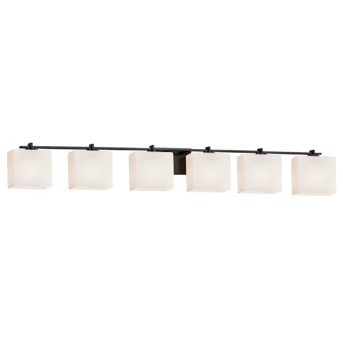 Justice Designs - FSN-8446-55-OPAL-MBLK - Six Light Bath Bar - Fusion - Matte Black