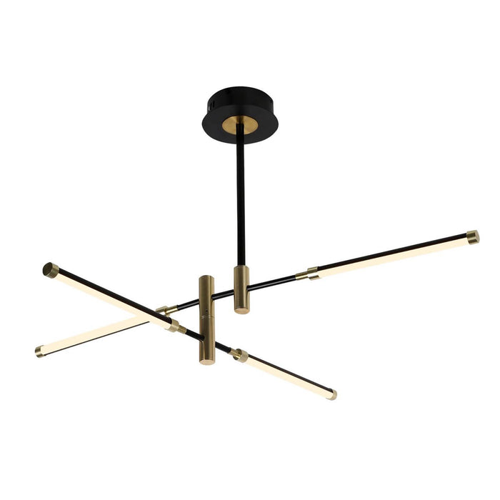 Justice Designs - NSH-4445-MBBR - LED Chandelier - Fianco - Matte Black w/ Brass