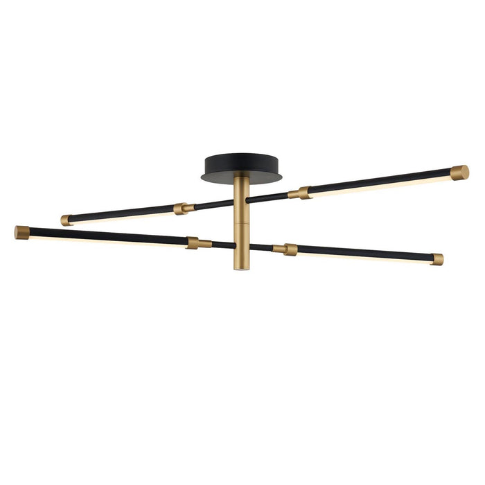 Justice Designs - NSH-4447-MBBR - LED Semi-Flush Mount - Fianco - Matte Black w/ Brass