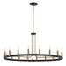 Justice Designs - NSH-8045-MBBR - 18 Light Chandelier - Clayton - Matte Black w/ Brass