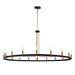 Justice Designs - NSH-8046-MBBR - 18 Light Chandelier - Clayton - Matte Black w/ Brass