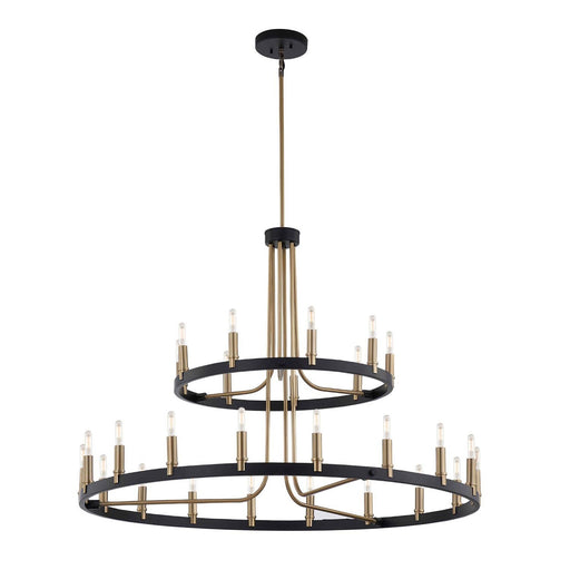 Justice Designs - NSH-8048-MBBR - 27 Light Chandelier - Clayton - Matte Black w/ Brass