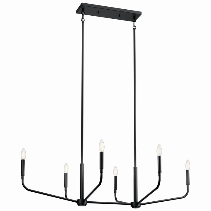 Kichler - 52721BK - Six Light Linear Chandelier - Madden - Black