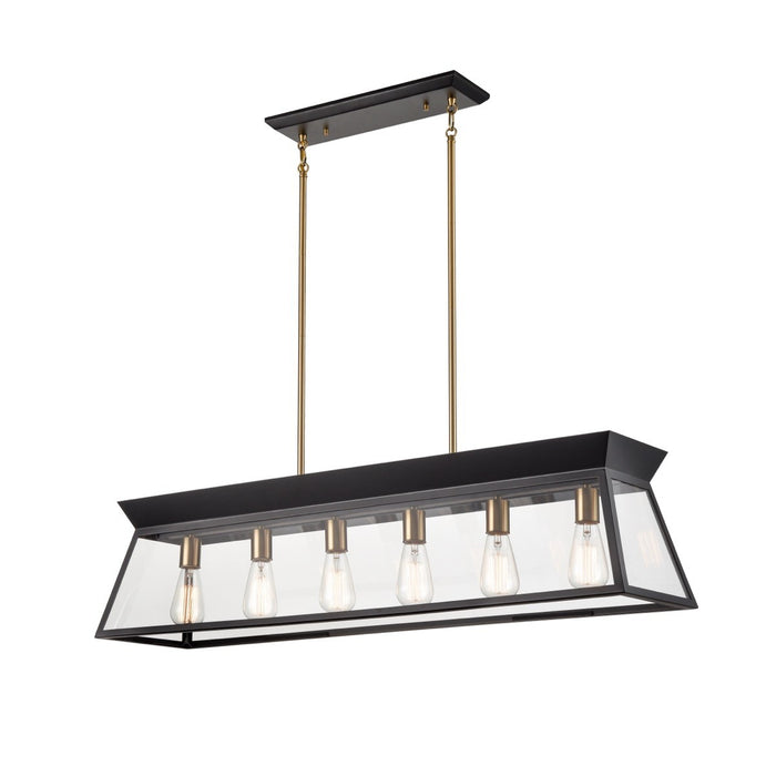 Artcraft - AC11854BK - Six Light Island Chandelier - Lucian - Black and Brushed Brass