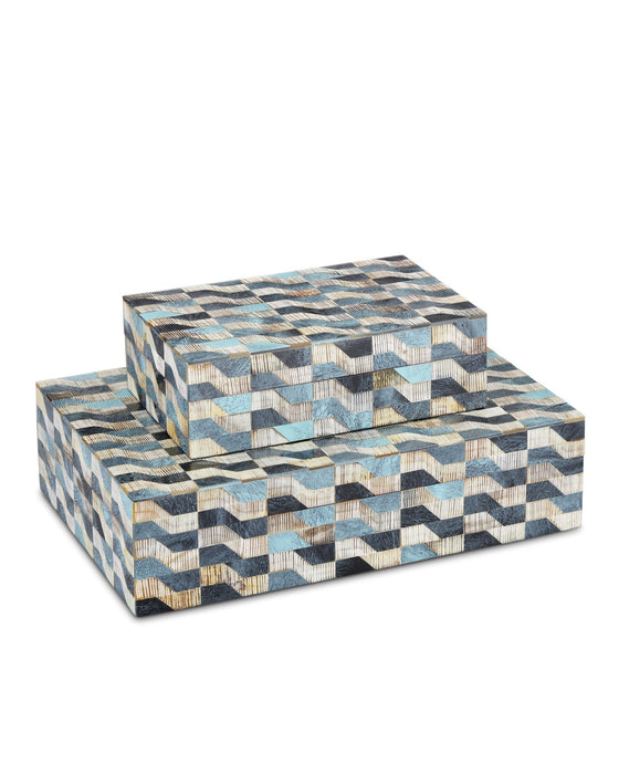 Currey and Company - 1200-0763 - Box Set of 2 - Ezra - Blue/Natural/Linen