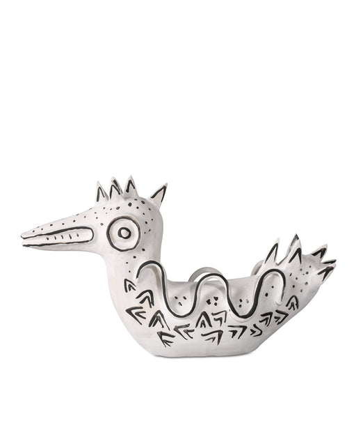 Currey and Company - 1200-0795 - Eunice the Duck - Washed White/Black