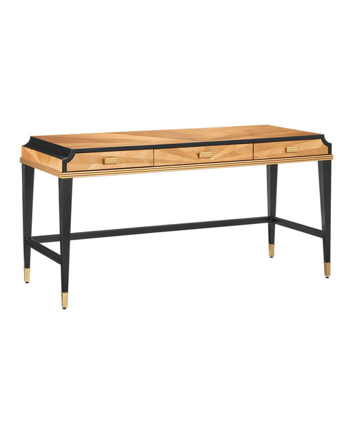 Currey and Company - 3000-0289 - Desk - Taupe/Caviar Black/Polished Brass/Blue