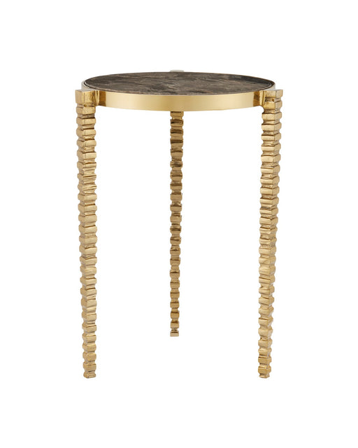 Currey and Company - 4000-0180 - Accent Table - Corrado - Polished Brass/Natural