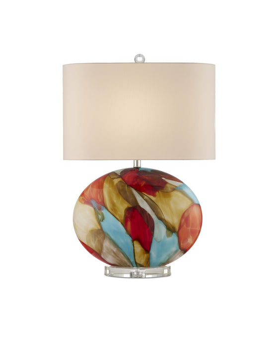 Currey and Company - 6000-0944 - One Light Table Lamp - Red/Blue/Yellow/Off-White/Clear/Polished Nickel