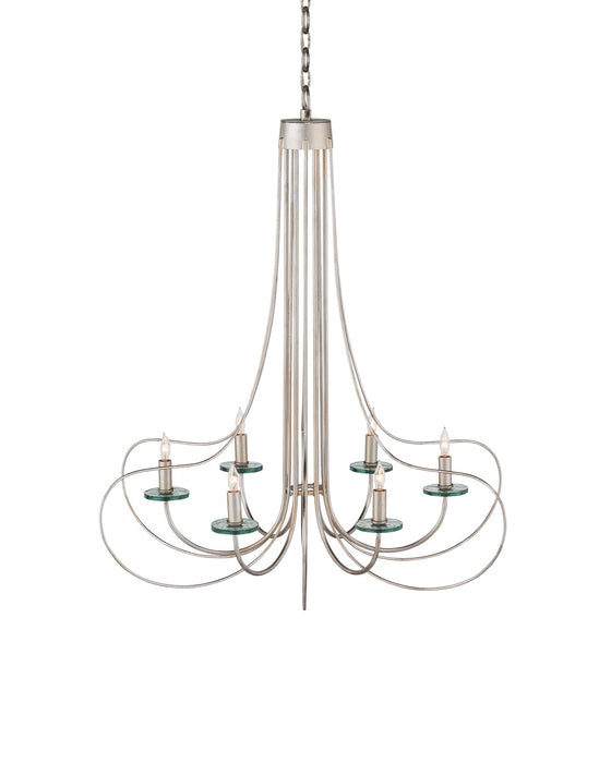 Currey and Company - 9000-1137 - Six Light Chandelier - Harrow - Contemporary Silver Leaf/Contemporary Silver/Clear