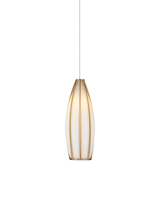 Currey and Company - 9000-1185 - One Light Pendant - Parish - White/Antique Brass