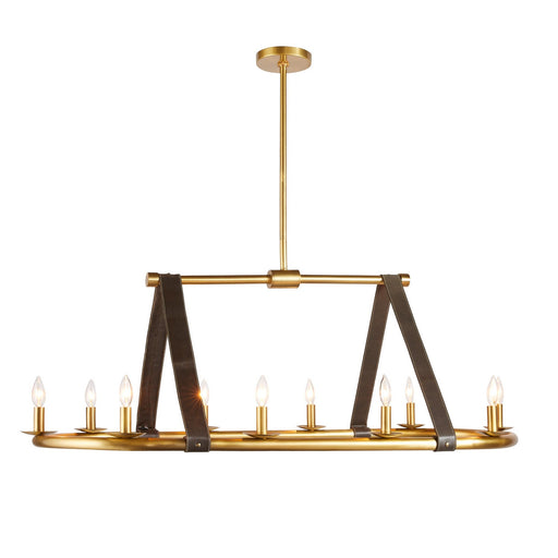 Arteriors - DRI02 - Ten Light Linear Chandelier - Englewood - Antique Brass/Moss