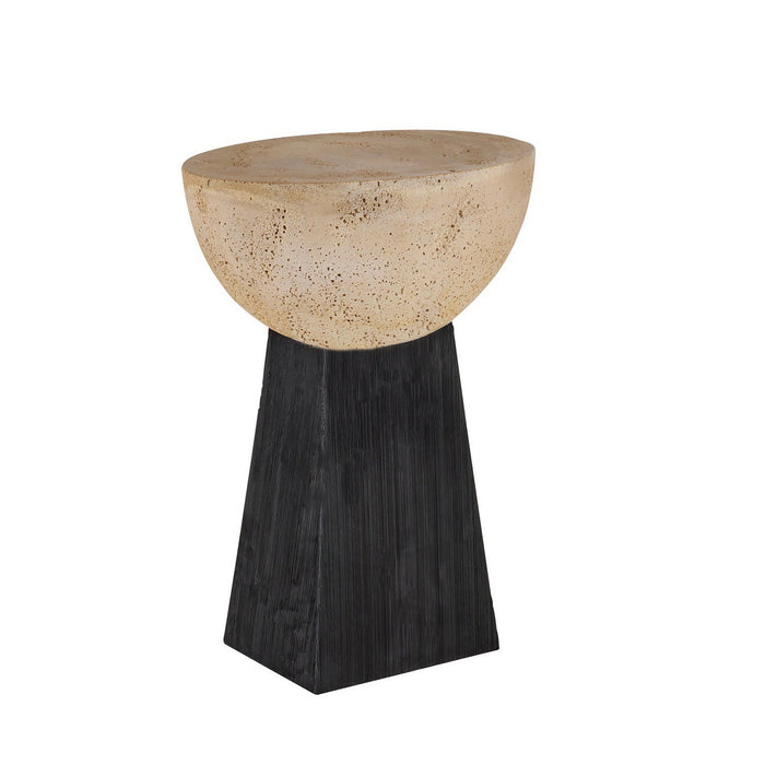 Arteriors - FAC02 - Accent Table - Dorian - Chai Travertine/Black