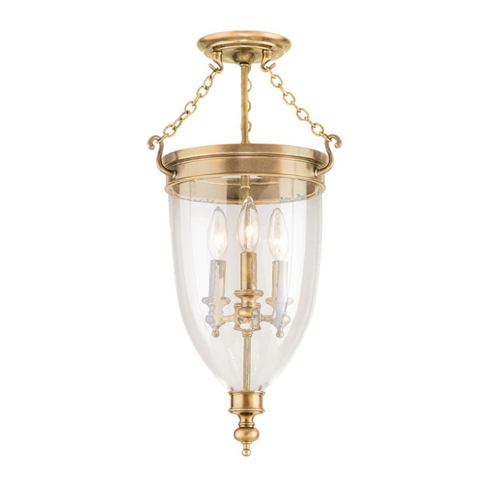 Hudson Valley - 141-AGB - Three Light Semi Flush Mount - Hanover - Aged Brass